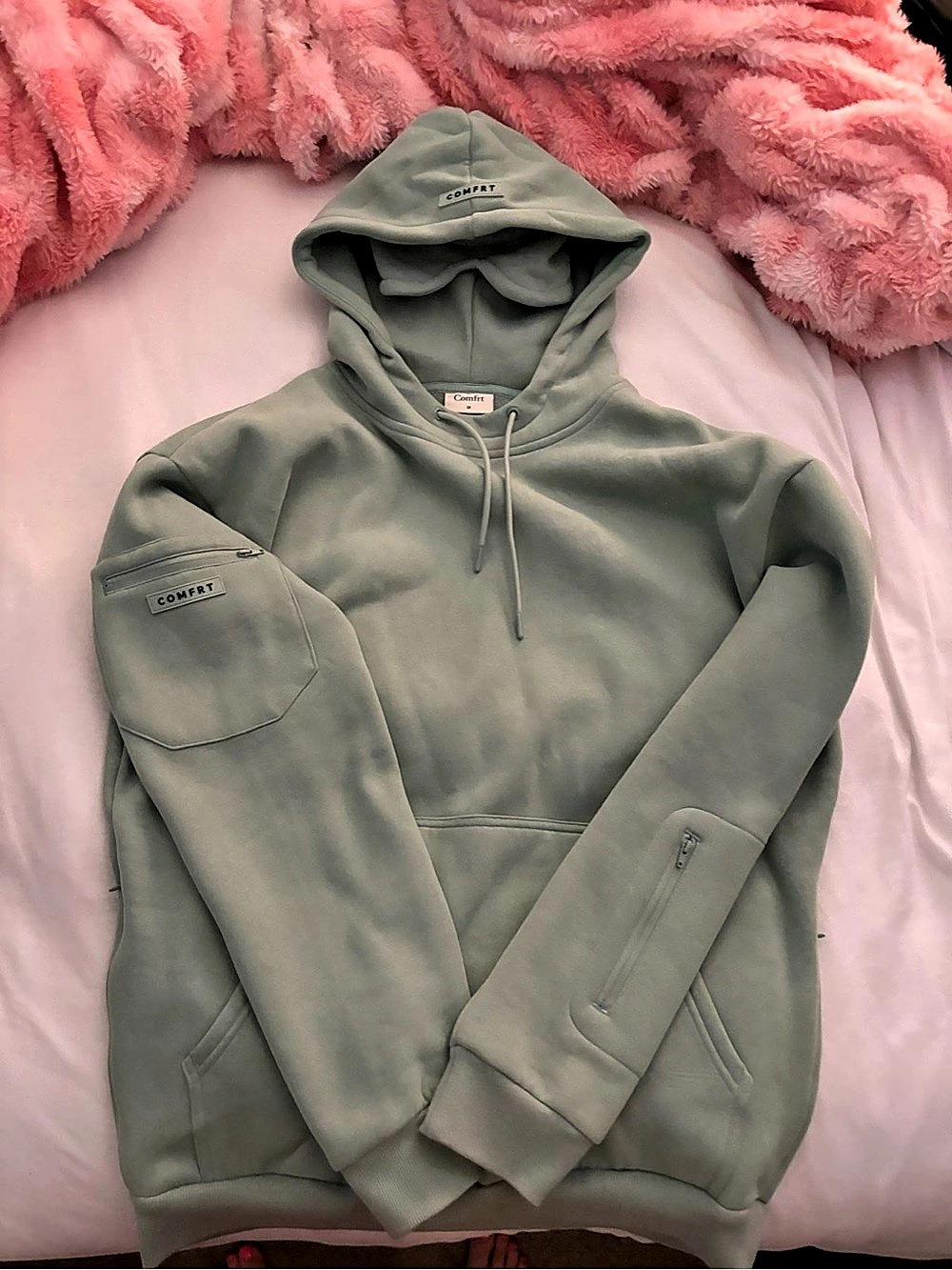 Comfrt Airplane Mode Travel Hoodie Sage Green Medium